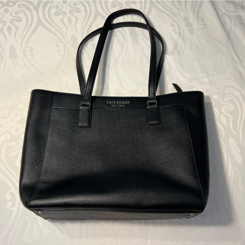 4205: Kate Spade Staci Black Saffiano Leather Work Tote Laptop Bag